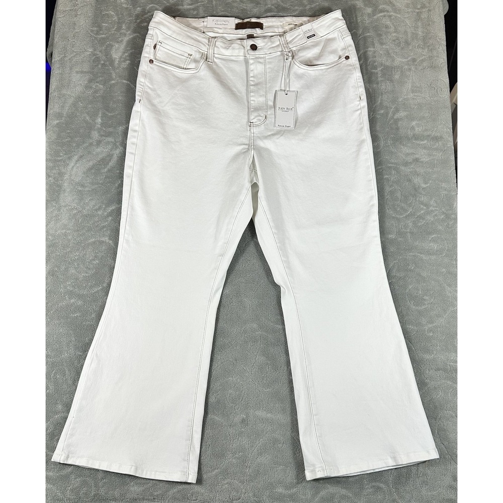 Judy Blue Jeans Womens 18W White High Rise Kick Flare Stretch Denim NWT Classy